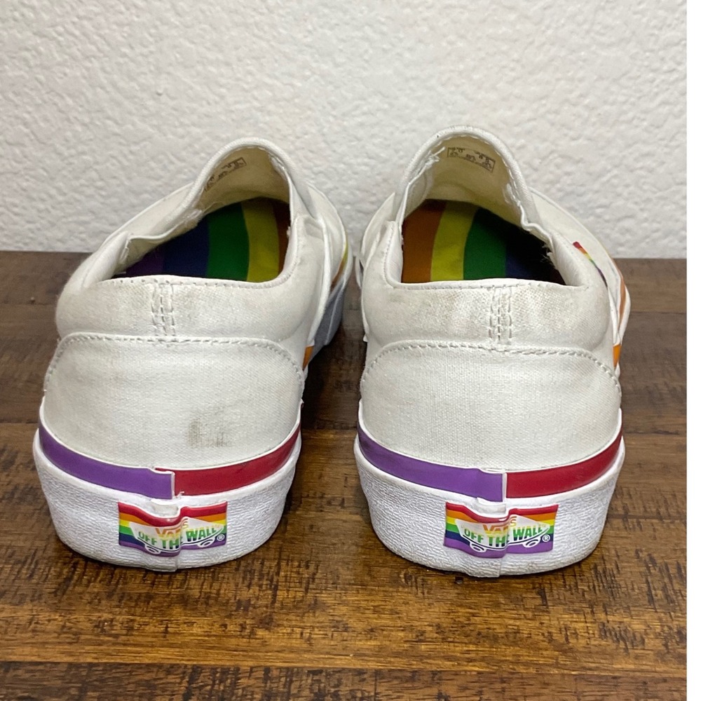 Vans Slip‎ On Rainbow Pride Sneakers Casual Shoes White Size - Picture 3 of 9